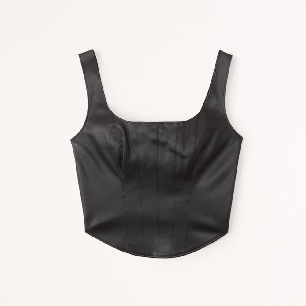✨ABERCROMBIE vegan leather corset scoop neck top